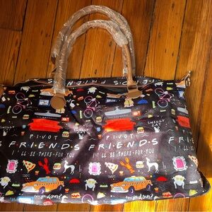 Friends Print Black Travel Tote Bag